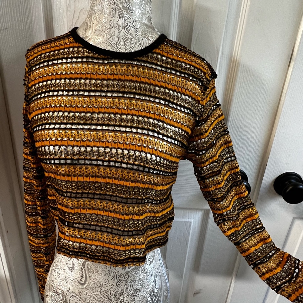 TOPSHOP yellow and black knitted crop top
